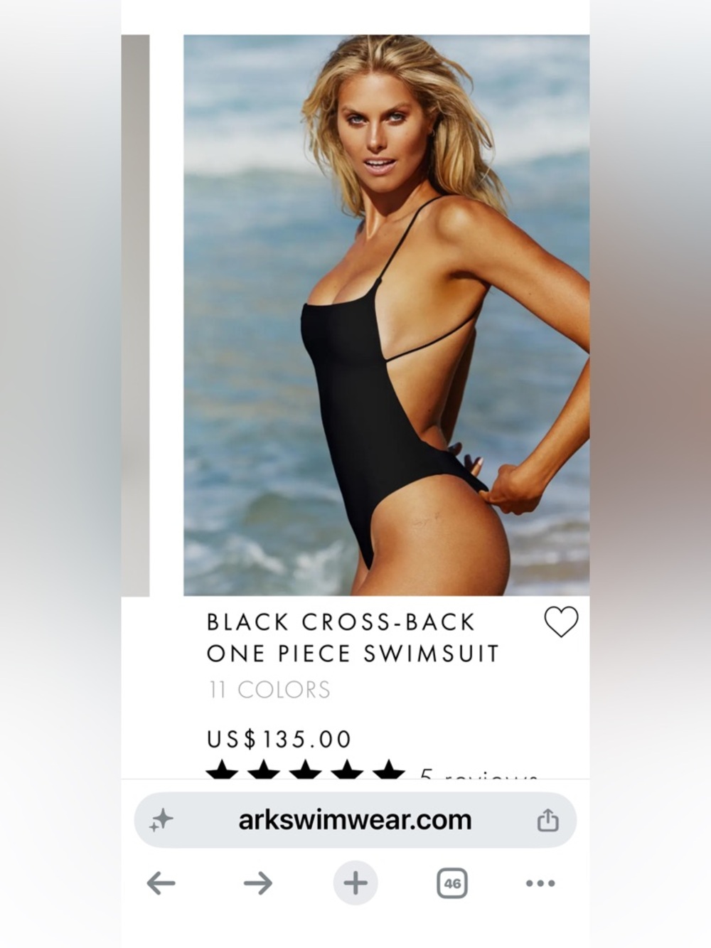 ARK SWIMWEAR Black Cross-Back One-Piece Swimsuit Sz Medium